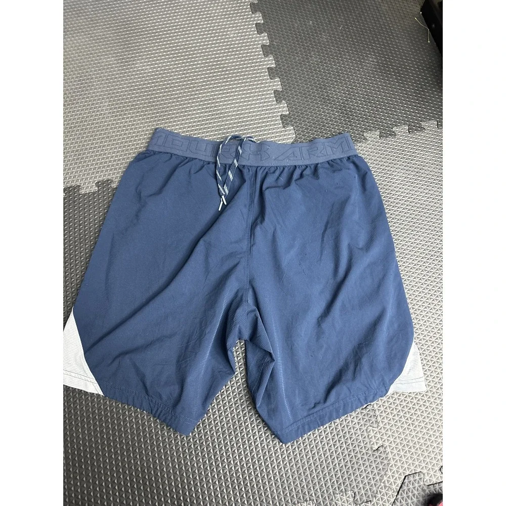 Under Armour Men's Activewear Shorts Blue White Athletic Gym Workout Drawstring